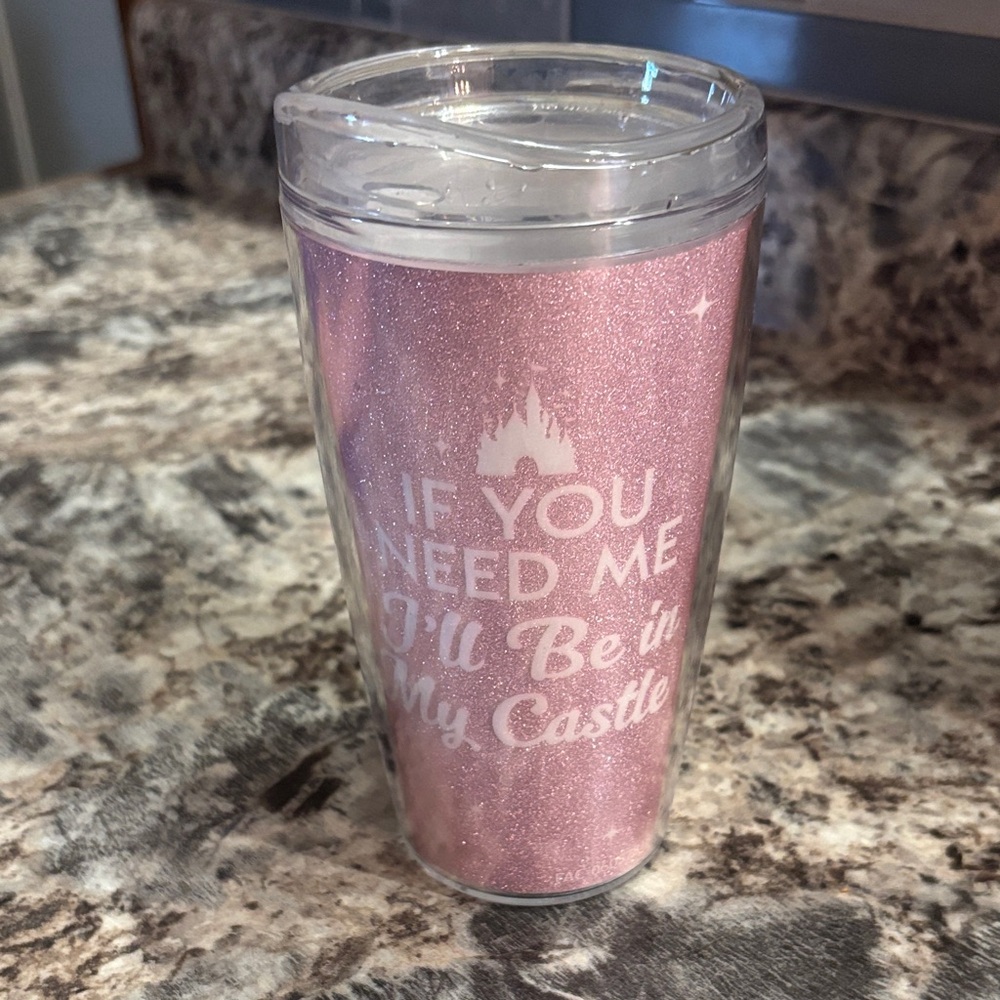 Disney Pink Glitter Travel Tumbler
